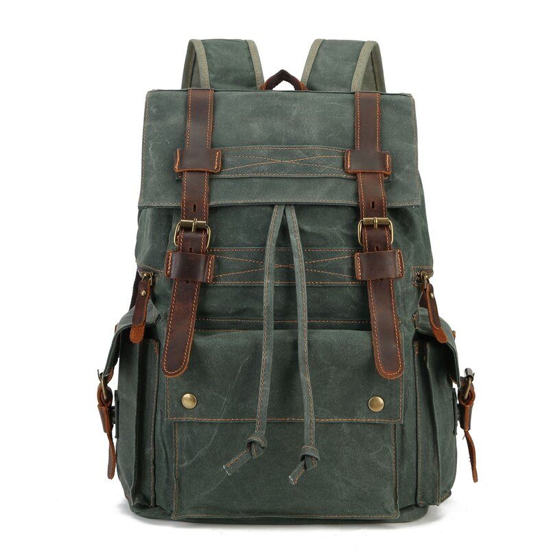 Crimson Wildtrack Gear | Men - Waxed Canvas Backpack - Vintage Rucksack