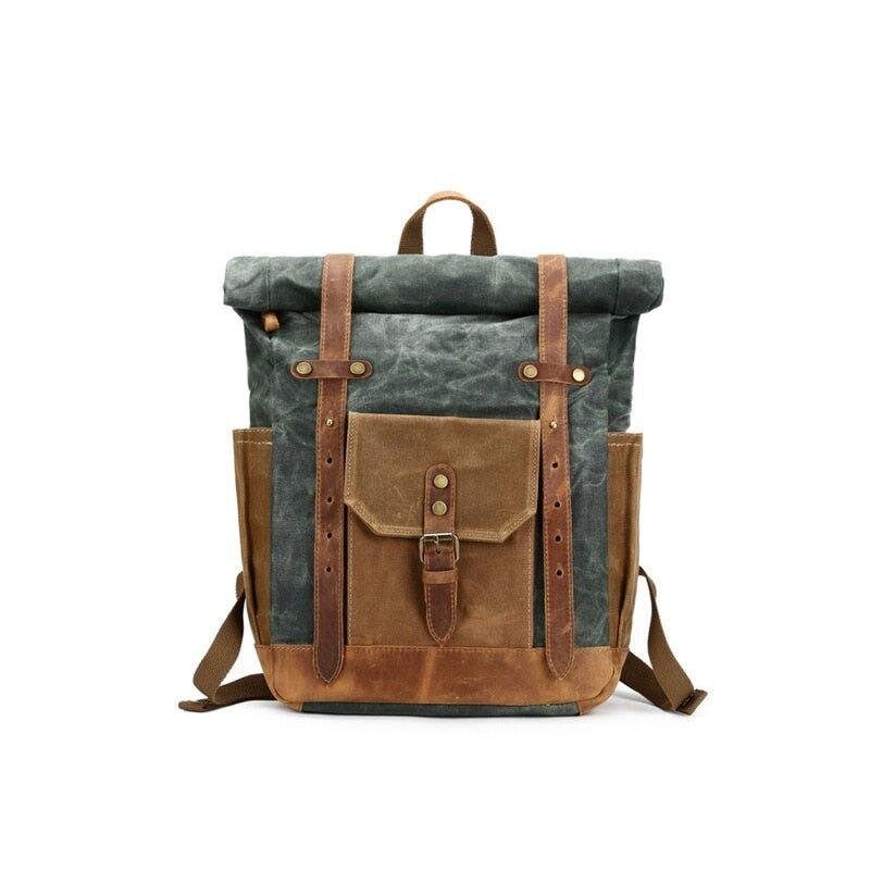 Crimson Wildtrack Gear | Unisex - Roll Top Backpack - Waxed Canvas, Stylish & Durable