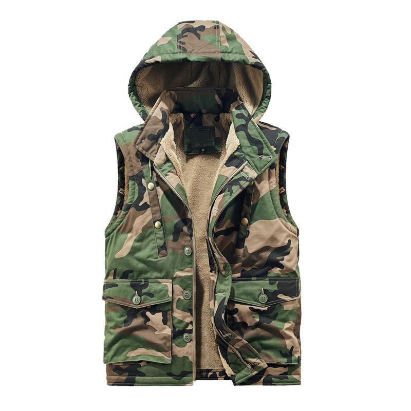 Crimson Wildtrack Gear | Men - Cargo Vest - Camouflage Hooded Warm Style