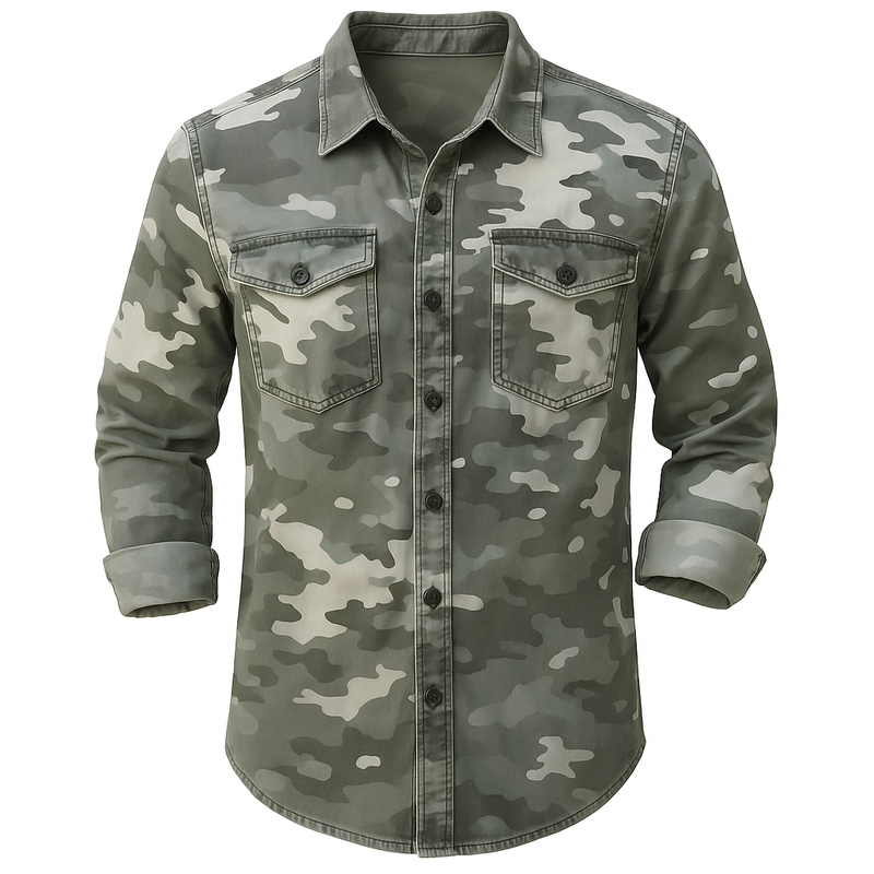 Crimson Wildtrack Gear | Men - Shirt - Urban Camo Print Casual Streetwear