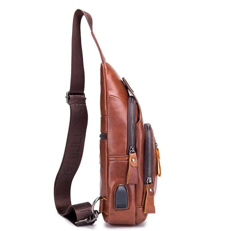 Crimson Wildtrack Gear | Unisex - Leather Crossbody Bag - 20L with USB