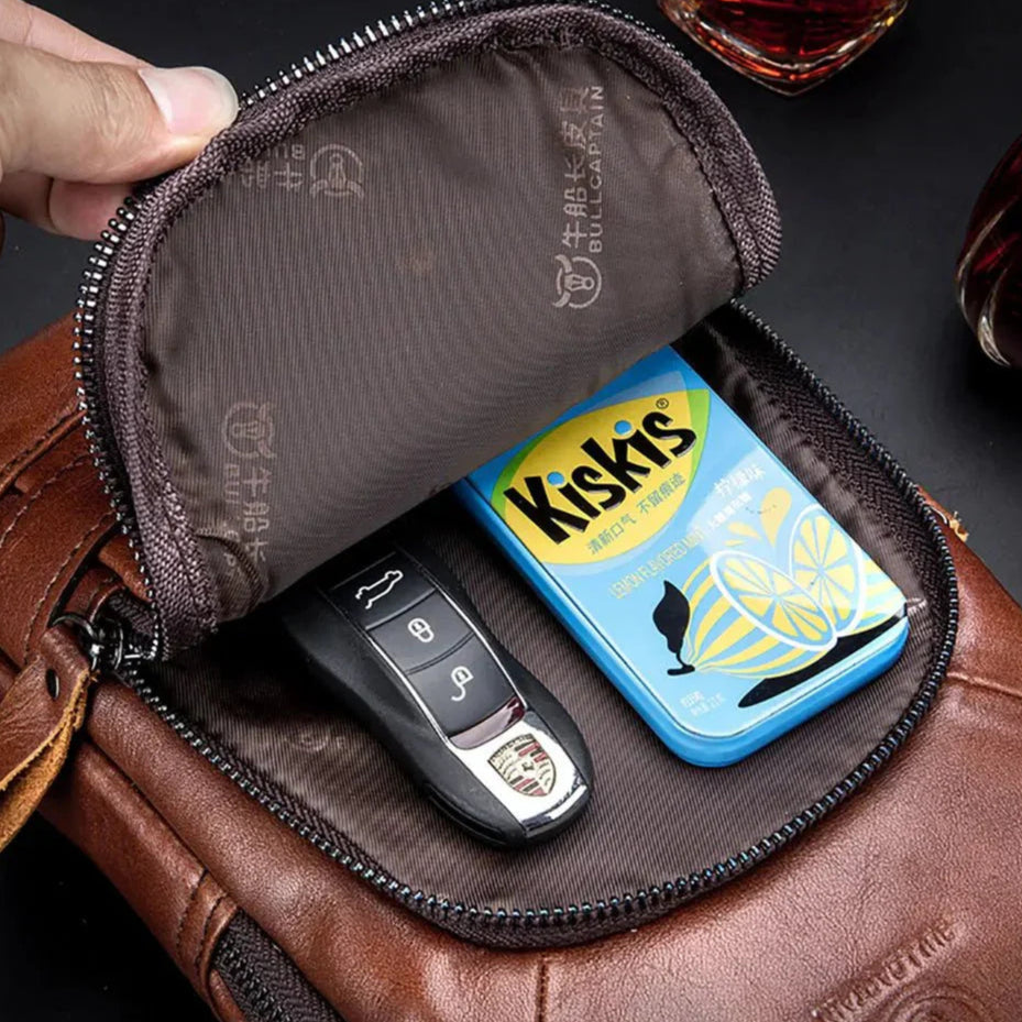 Crimson Wildtrack Gear | Unisex - Leather Crossbody Bag - 20L with USB