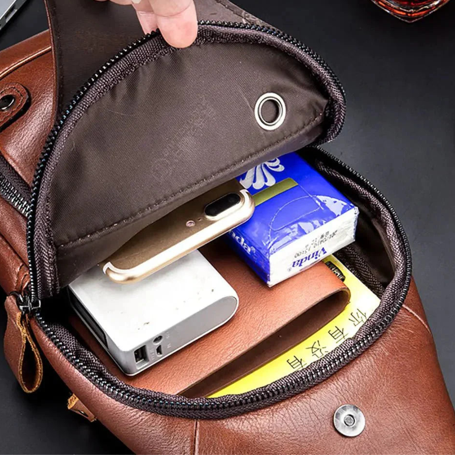 Crimson Wildtrack Gear | Unisex - Leather Crossbody Bag - 20L with USB