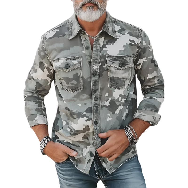 Crimson Wildtrack Gear | Men - Shirt - Urban Camo Print Casual Streetwear