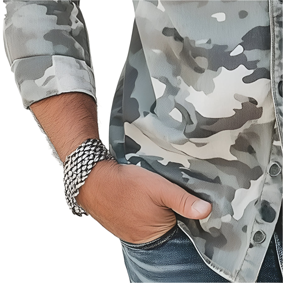 Crimson Wildtrack Gear | Men - Shirt - Urban Camo Print Casual Streetwear