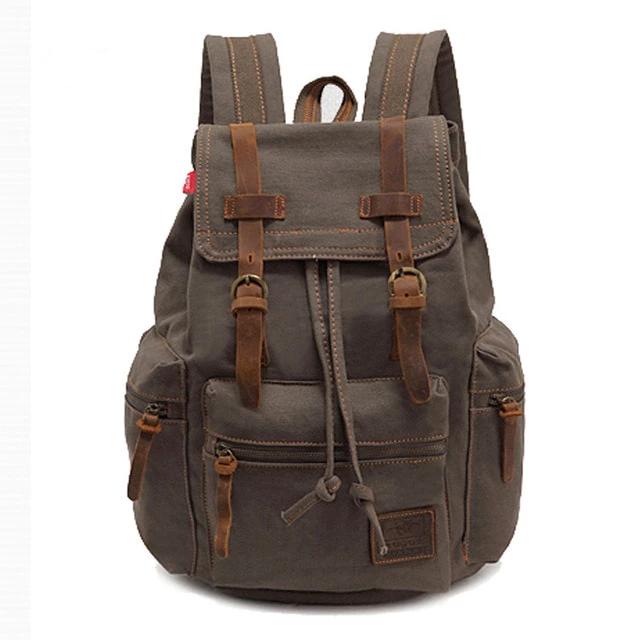 Crimson Wildtrack Gear | Men - 35L Vintage Canvas Backpack - Durable Material - Stylish Travel Companion