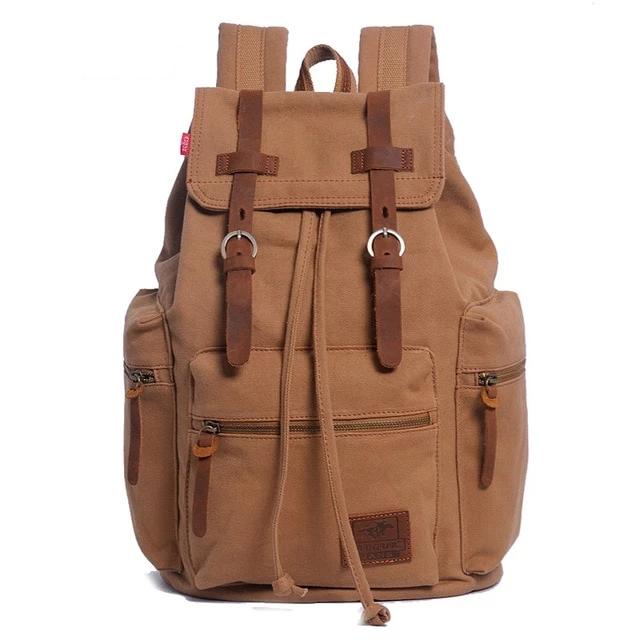 Crimson Wildtrack Gear | Men - 35L Vintage Canvas Backpack - Durable Material - Stylish Travel Companion