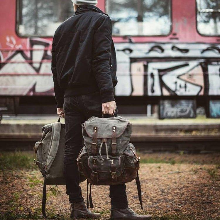Crimson Wildtrack Gear | Unisex - Waterproof Vintage Waxed Canvas Backpack