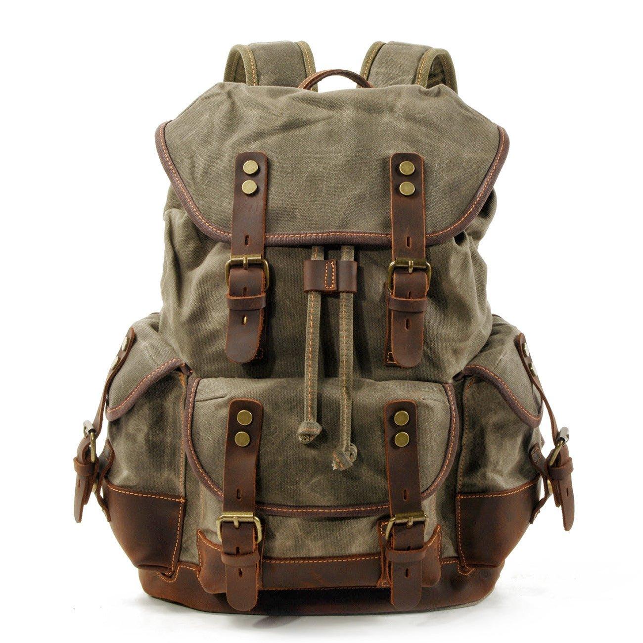 Crimson Wildtrack Gear | Unisex - Waterproof Vintage Waxed Canvas Backpack