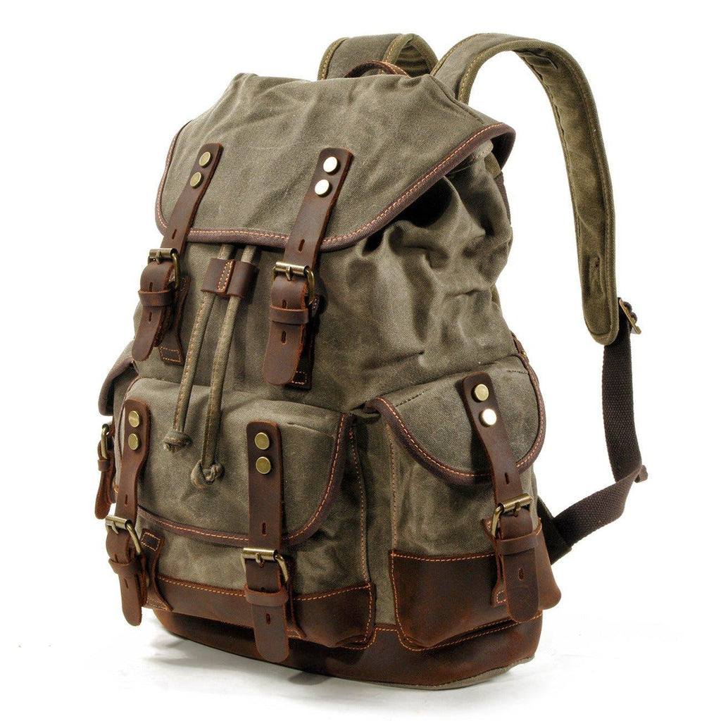 Crimson Wildtrack Gear | Unisex - Waterproof Vintage Waxed Canvas Backpack