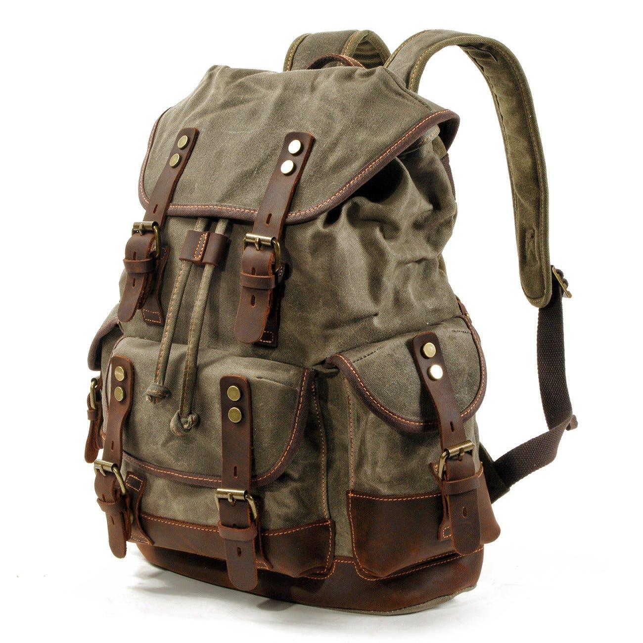 Crimson Wildtrack Gear | Unisex - Waterproof Vintage Waxed Canvas Backpack