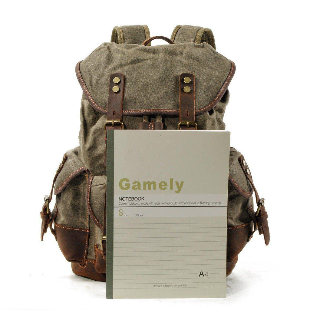 Crimson Wildtrack Gear | Unisex - Waterproof Vintage Waxed Canvas Backpack