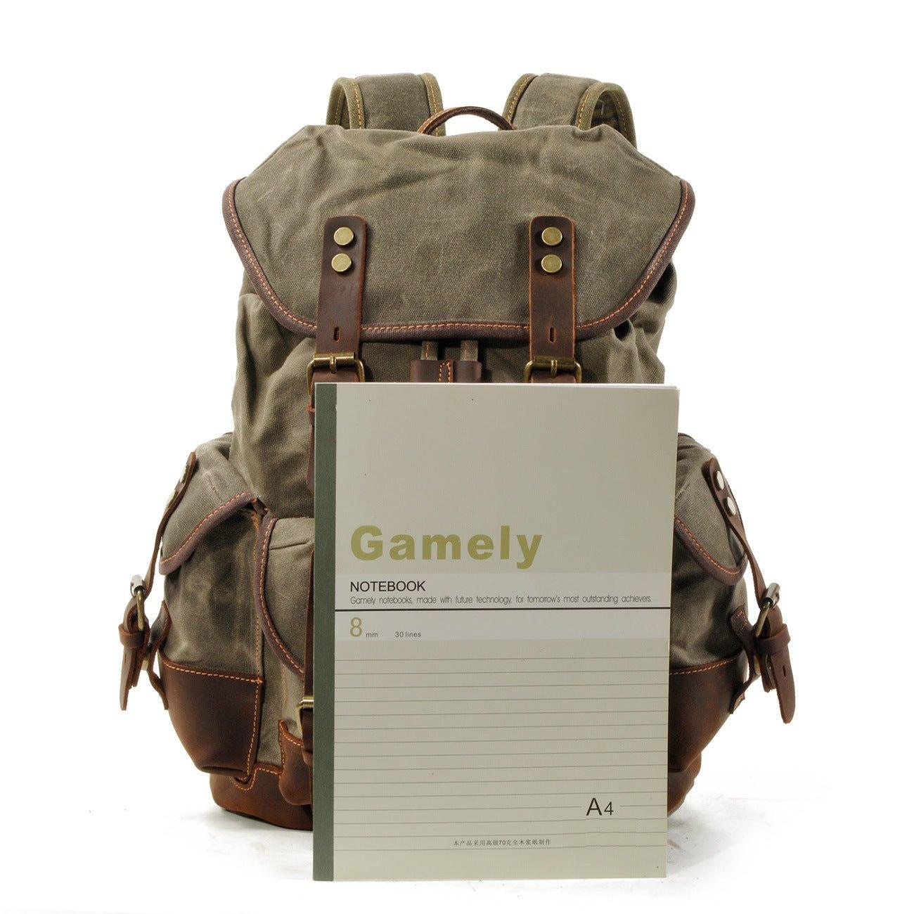 Crimson Wildtrack Gear | Unisex - Waterproof Vintage Waxed Canvas Backpack