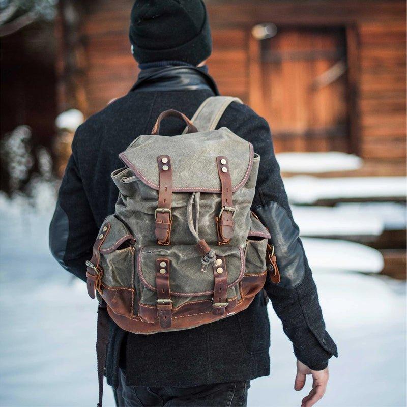Crimson Wildtrack Gear | Unisex - Waterproof Vintage Waxed Canvas Backpack