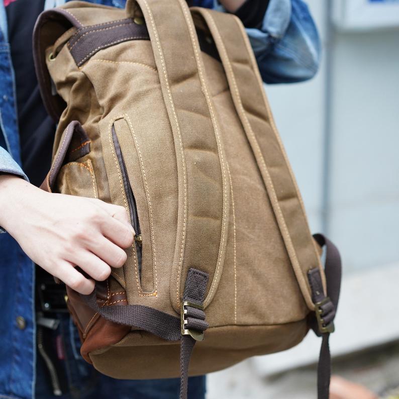 Crimson Wildtrack Gear | Unisex - Waterproof Vintage Waxed Canvas Backpack