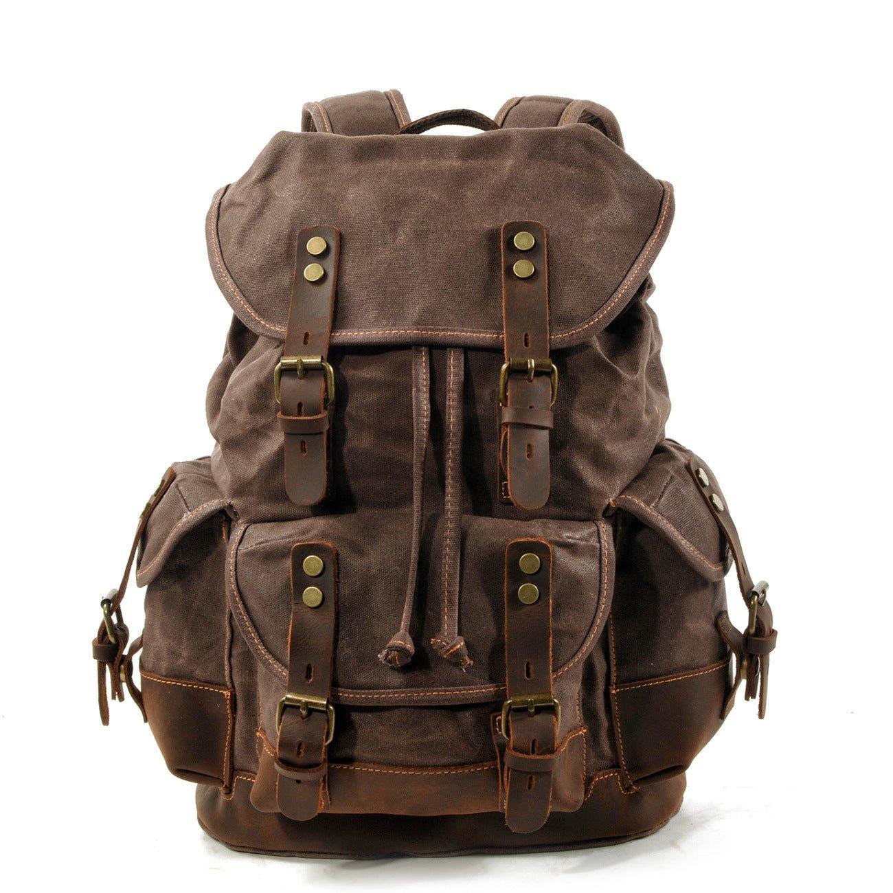 Crimson Wildtrack Gear | Unisex - Waterproof Vintage Waxed Canvas Backpack
