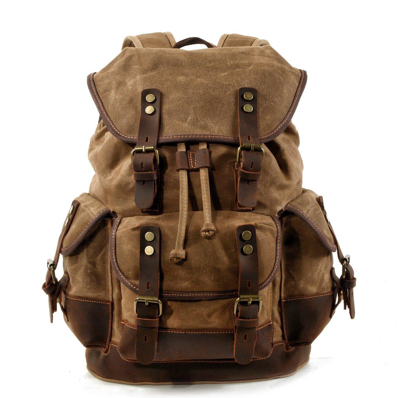 Crimson Wildtrack Gear | Unisex - Waterproof Vintage Waxed Canvas Backpack