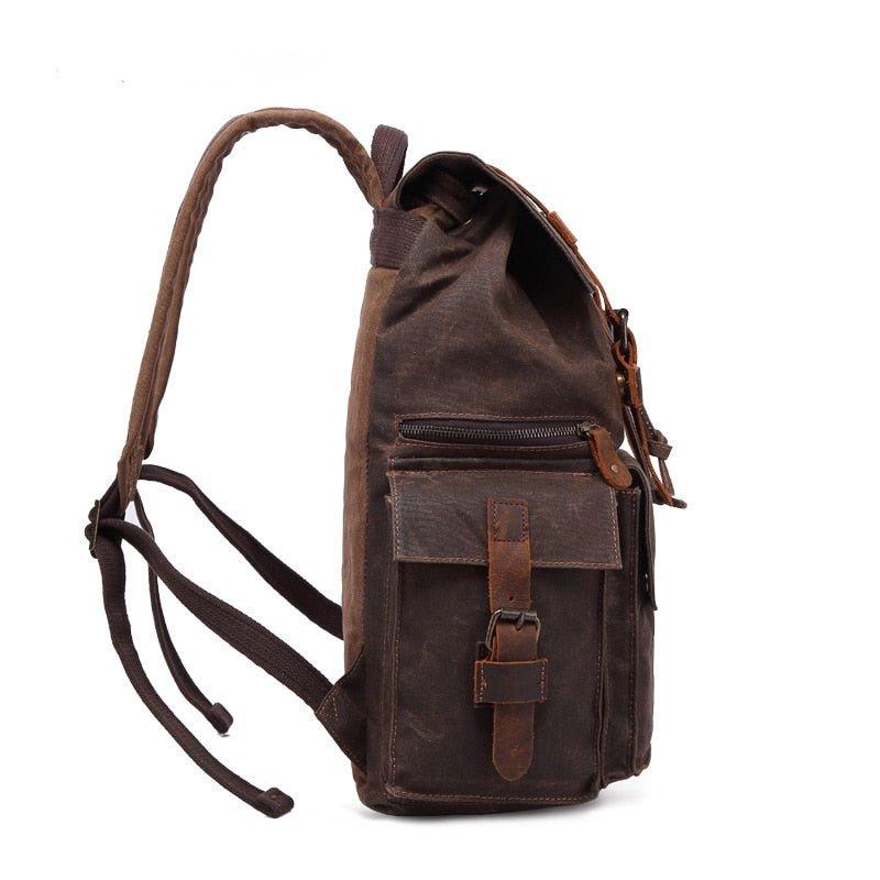 Crimson Wildtrack Gear | Men - Waxed Canvas Backpack - Vintage Rucksack