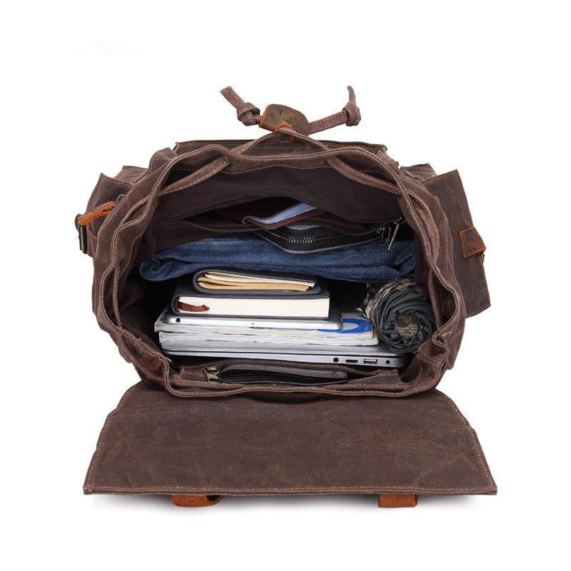 Crimson Wildtrack Gear | Men - Waxed Canvas Backpack - Vintage Rucksack