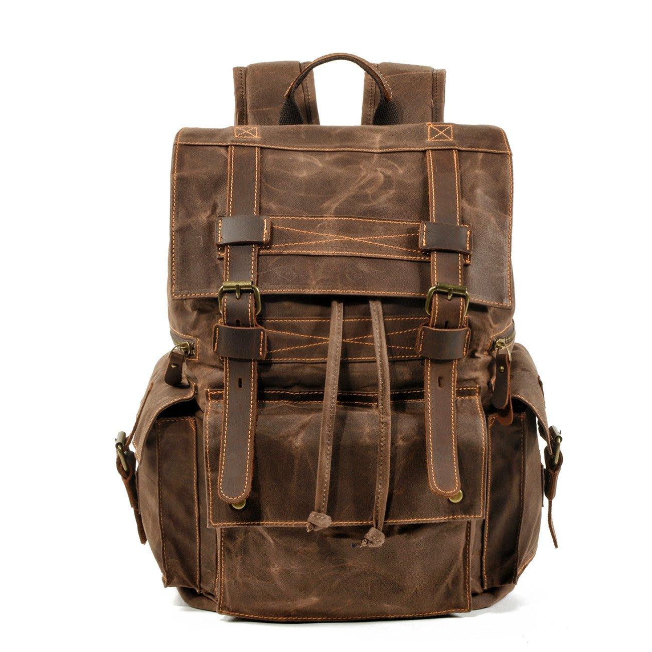 Crimson Wildtrack Gear | Men - Waxed Canvas Backpack - Vintage Rucksack