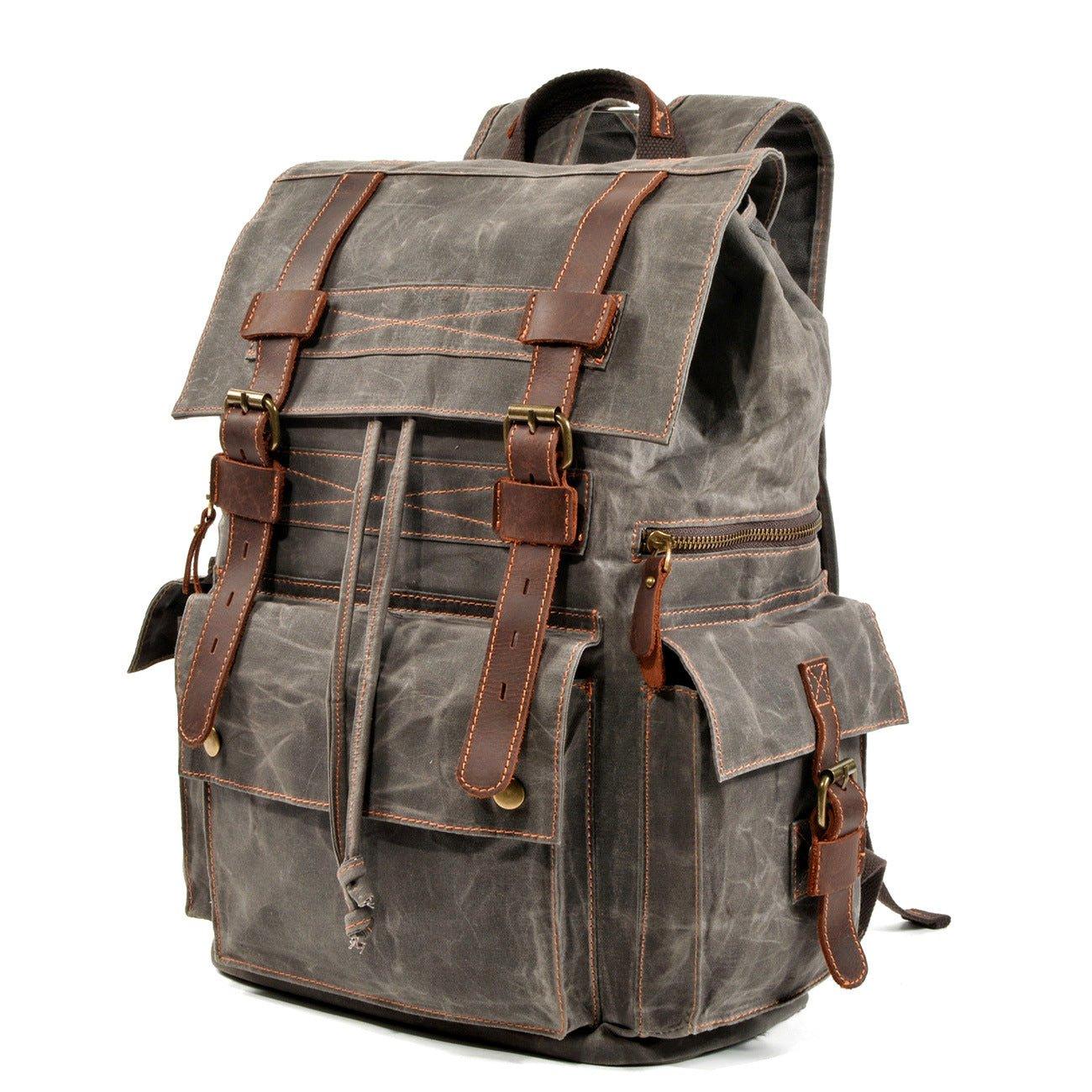 Crimson Wildtrack Gear | Men - Waxed Canvas Backpack - Vintage Rucksack