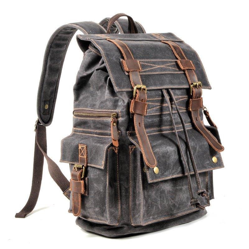 Crimson Wildtrack Gear | Men - Waxed Canvas Backpack - Vintage Rucksack
