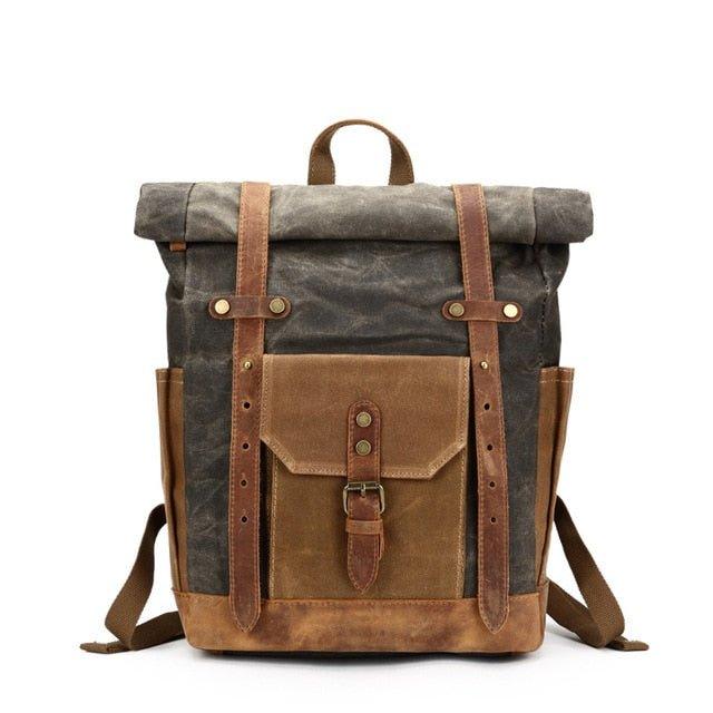 Crimson Wildtrack Gear | Unisex - Roll Top Backpack - Waxed Canvas, Stylish & Durable
