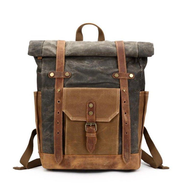 Crimson Wildtrack Gear | Unisex - Roll Top Backpack - Waxed Canvas, Stylish & Durable
