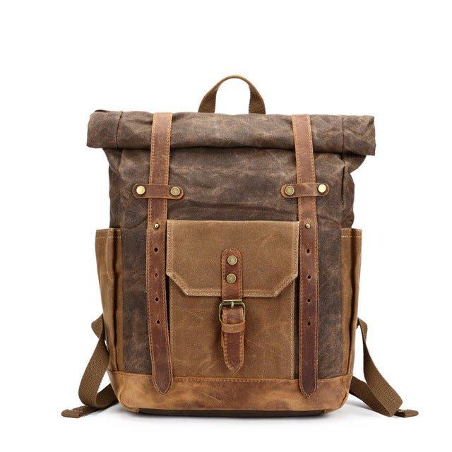 Crimson Wildtrack Gear | Unisex - Roll Top Backpack - Waxed Canvas, Stylish & Durable