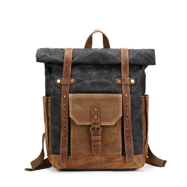Crimson Wildtrack Gear | Unisex - Roll Top Backpack - Waxed Canvas, Stylish & Durable