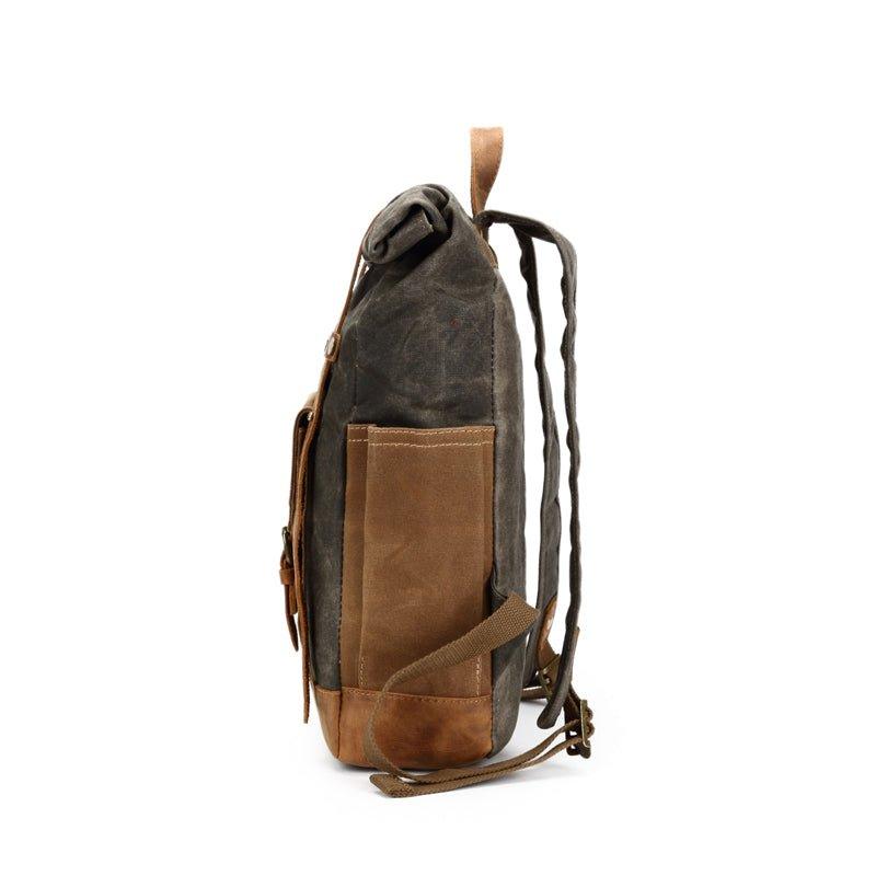 Crimson Wildtrack Gear | Unisex - Roll Top Backpack - Waxed Canvas, Stylish & Durable