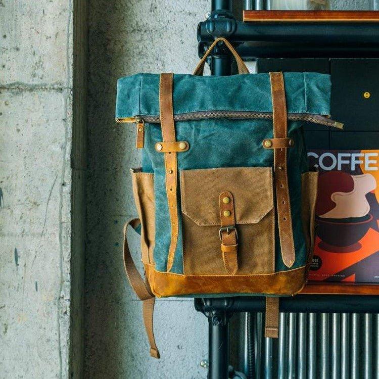 Crimson Wildtrack Gear | Unisex - Roll Top Backpack - Waxed Canvas, Stylish & Durable