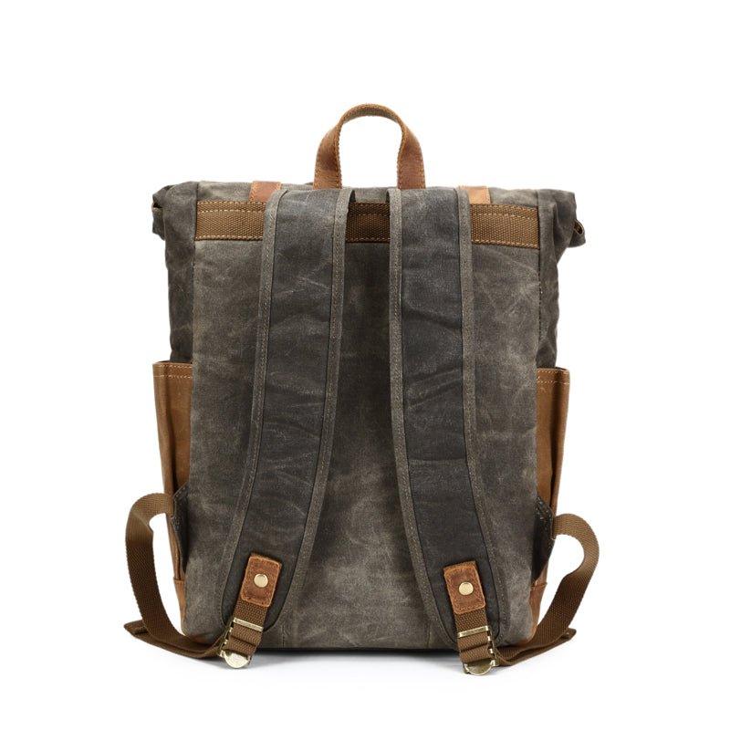 Crimson Wildtrack Gear | Unisex - Roll Top Backpack - Waxed Canvas, Stylish & Durable
