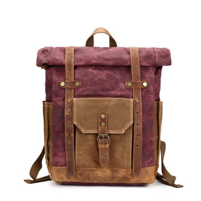 Crimson Wildtrack Gear | Unisex - Roll Top Backpack - Waxed Canvas, Stylish & Durable
